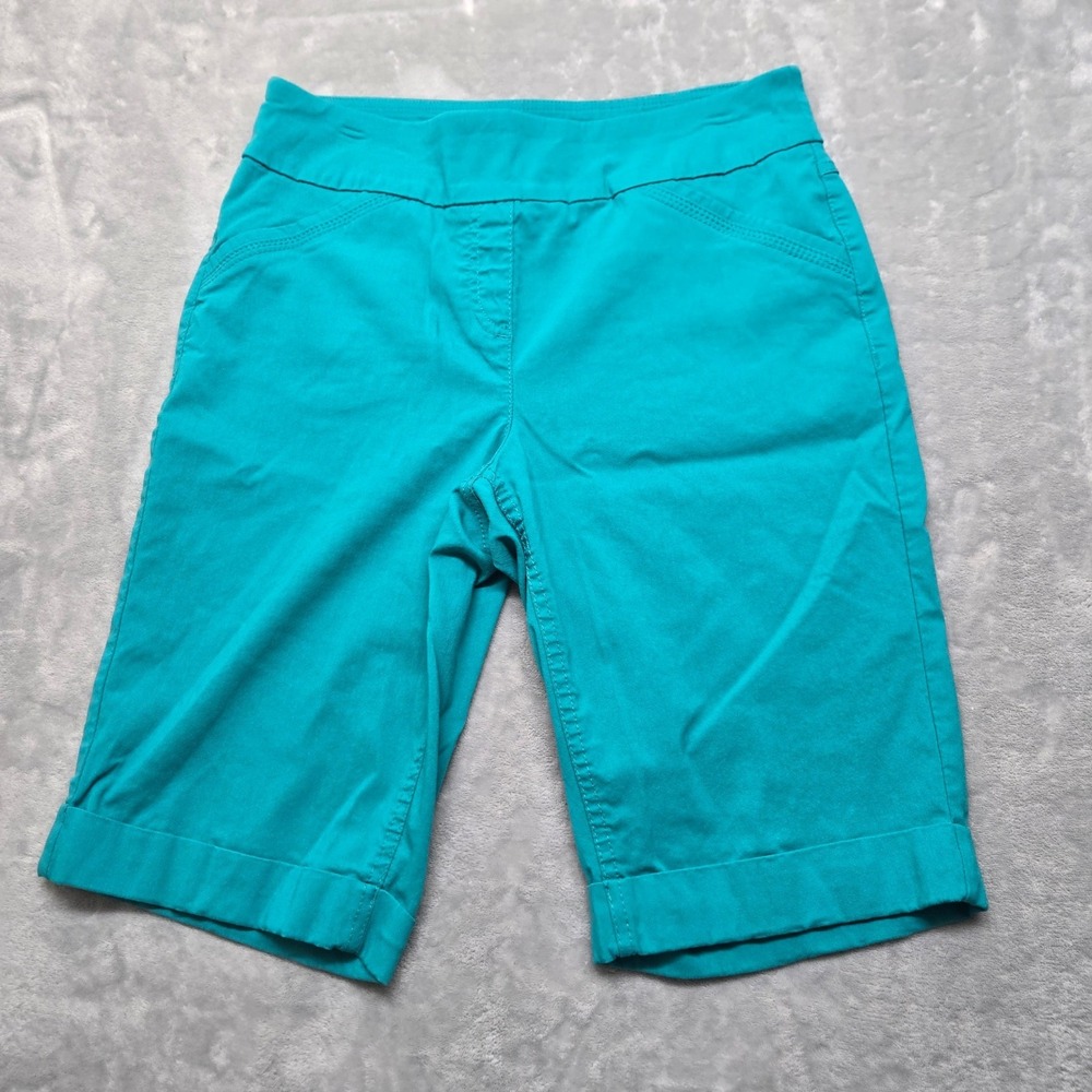 Westbound Womens‎ Size 12 W32 Teal Turquoise Pull On Bermuda Shorts Cuffed
